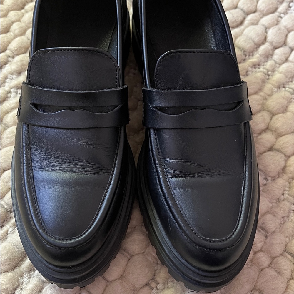 Black Leather Penny Loafers